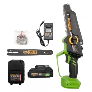 Акумулаторен безчетков верижен трион с 2 бр шини, 2 бр вериги, 2 бр батерия и 1 бр зарядно - PKA46