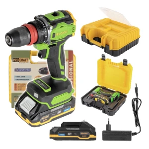 Акумулаторен безчетков винтоверт 20V, сменяем метален патронник 10 мм, една батерия 1.5Ah, куфар, зарядно - PA18ProDFR