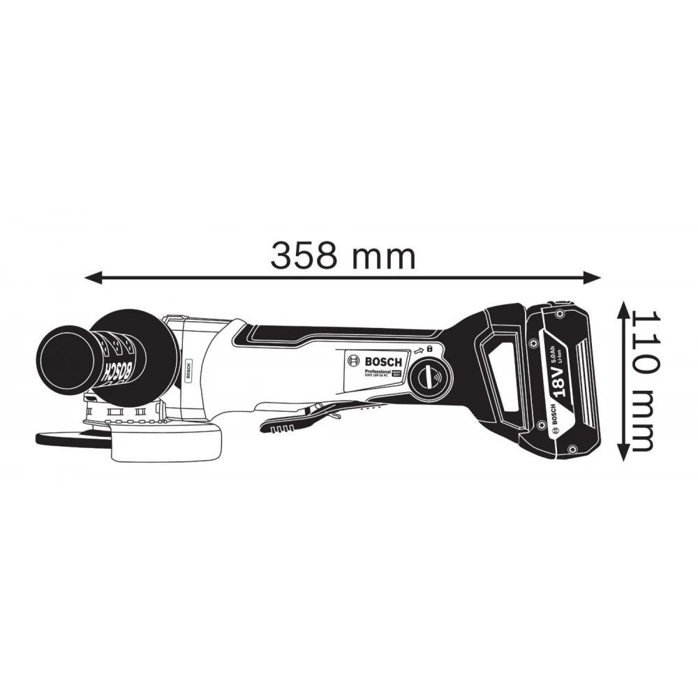 Акумулаторен ъглошлайф 125 мм, Bosch GWX 18V-10 PC SOLO