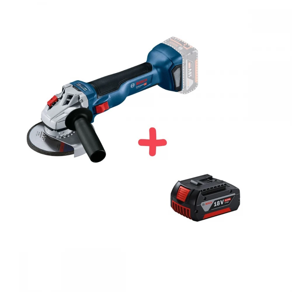 Акумулаторен ъглошлайф 125мм 06019J4002+1600A002U5 + ПОДАРЪК Батерия 5.0Ah, Bosch GWS 18V-10