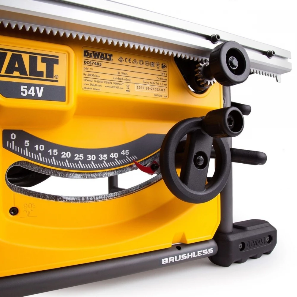 Акумулаторен настолен циркуляр, 54 V, 210 мм, DeWalt DCS7485N
