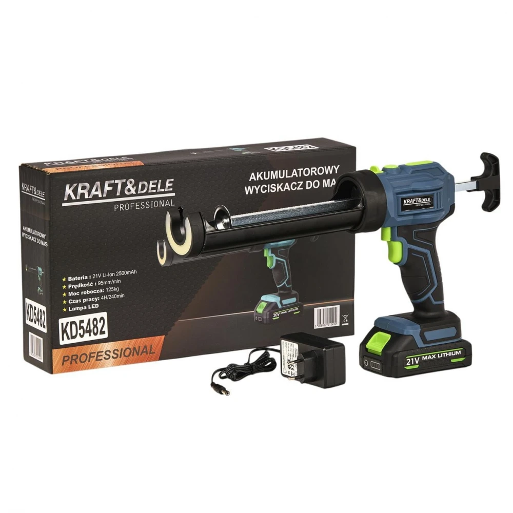 Акумулаторен пистолет за силикон 21 V/ 2.5 Ah, 95 мм/мин. - KD5482