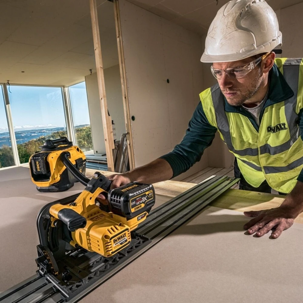 Акумулаторен потапящ се циркуляр, 54V/18 V, 165 мм, DeWalt DCS520T2R