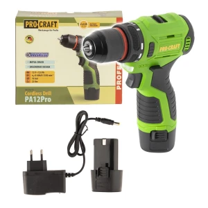 Акумулаторен винтоверт 12V, метален патронник, 1 батерия 12V 2Ah, зарядно устройство - PA12Pro-1b