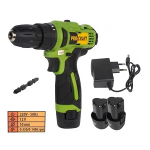 Акумулаторен винтоверт, 2 батерии 12V, 1.5Ah, 0-350/0-1400 об/мин, 2 работни скорости - PA12Li