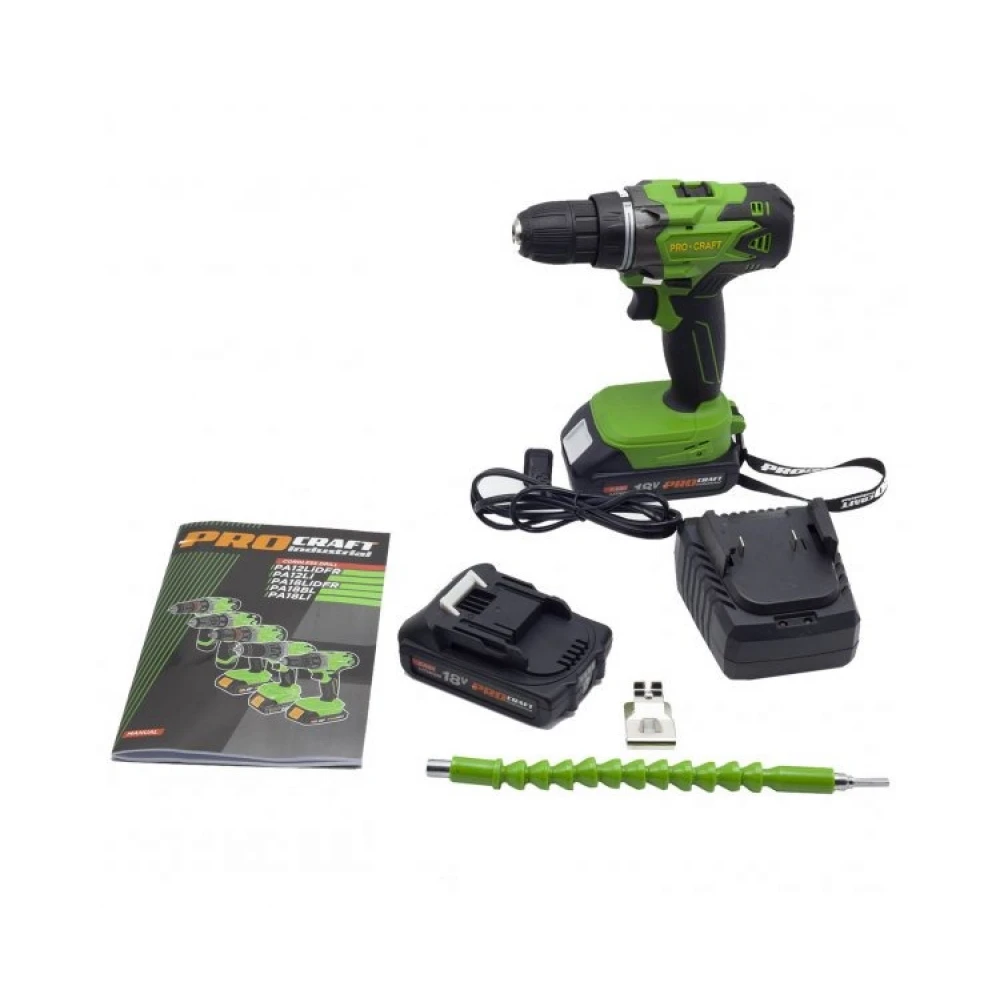 Акумулаторен винтоверт, 2 батерии 18V, 2.0Ah, 1200 об/мин, 2 работни скорости - PA18Li