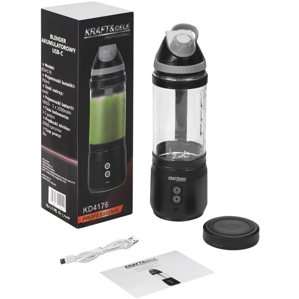 Преносим блендер 700 мл., USB-C зареждане, 2 x 2500 mAh - KD4176
