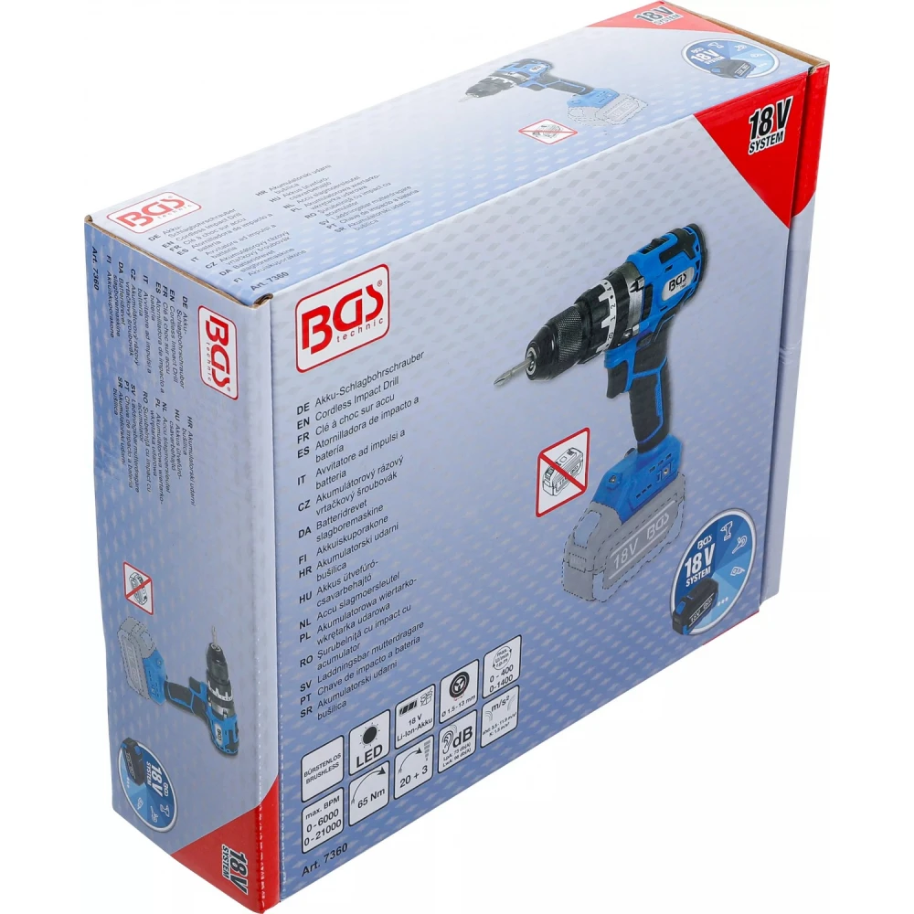 Акумулаторна ударна бормашина / винтоверт 65 Nm - BGS7360