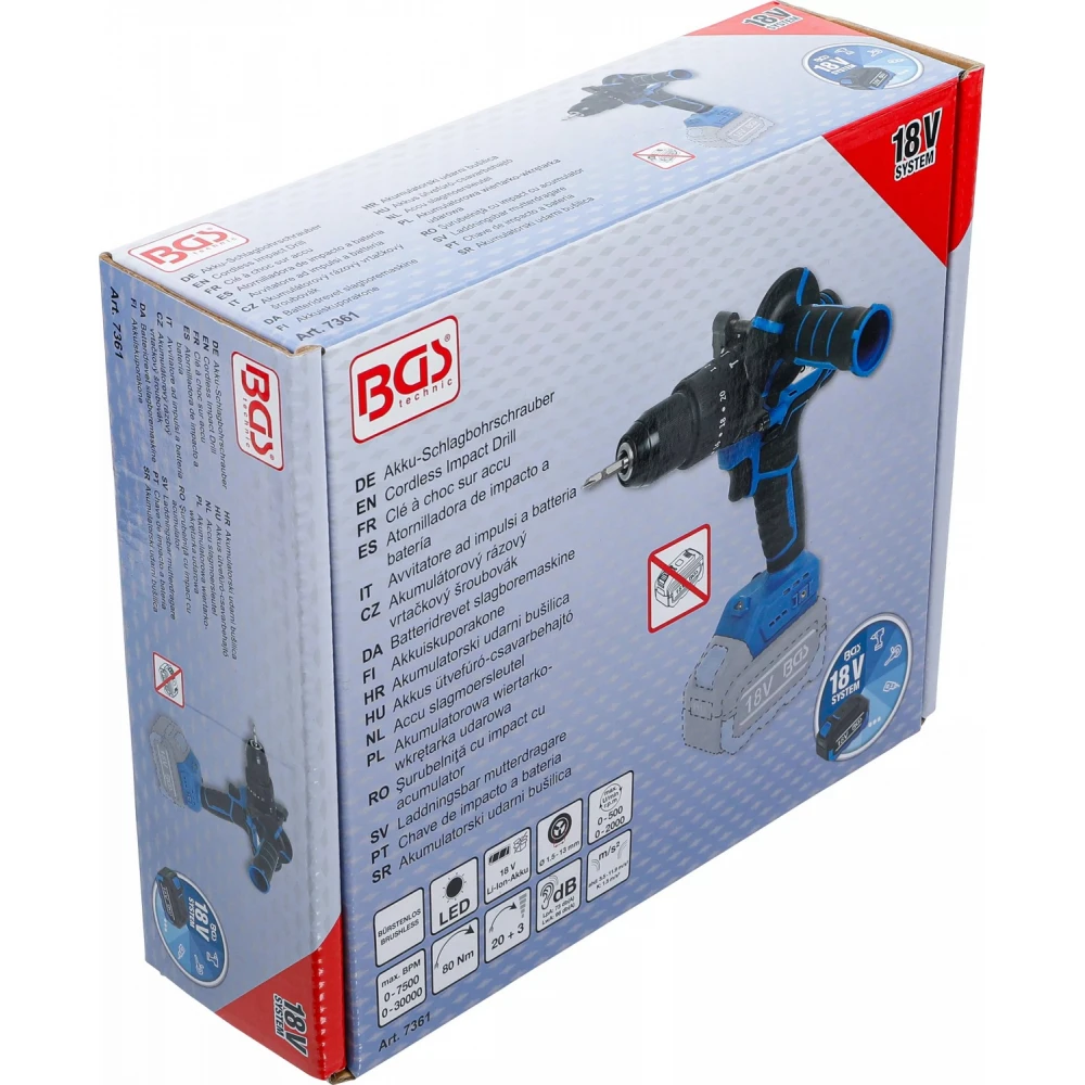 Акумулаторна ударна бормашина / винтоверт 80 Nm - BGS7361
