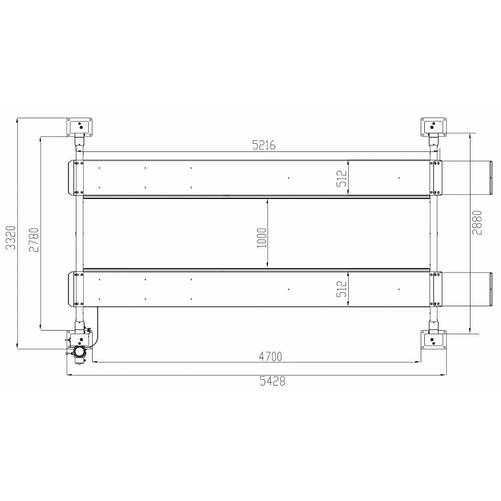 Четириколонен автоматичен подемник 6,4 тона, обхват 5,2 м. - INVEL464