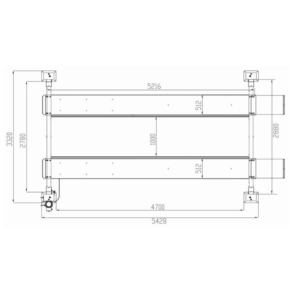 Четиристълбов автоматичен подемник 6,4 тона, обхват 5,2 м. - INVEL005