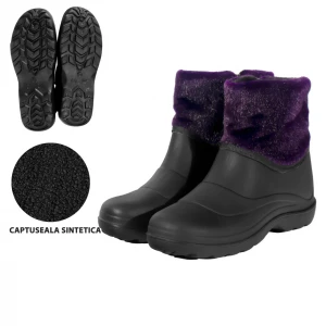 Дамски PVC ботуши Лилаво/Черно, комплект 10 чифта, Водоустойчиви, Неплъзгащи се, Синтетична подплата - 15465