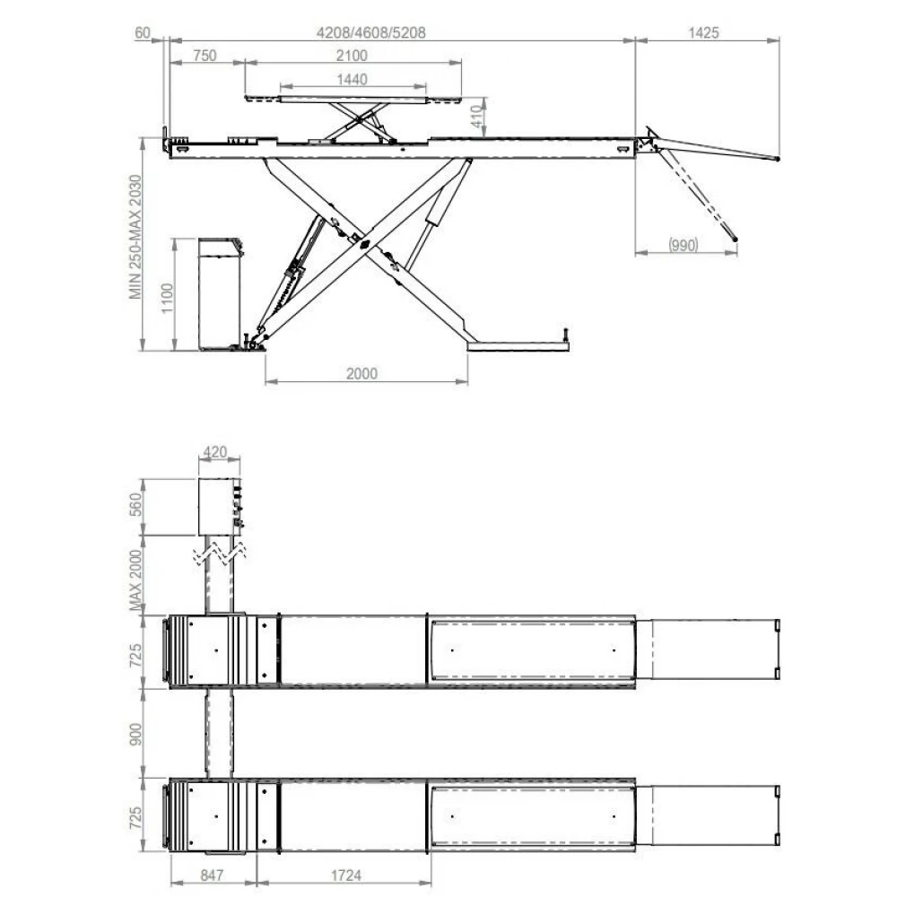 Диагностичен ножичен подемник 5200 мм, 5,5 тона - INVSL552LT