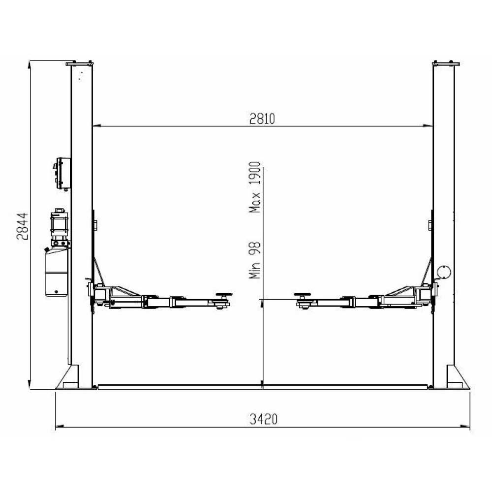 Двустълбов автоматичен подемник за автомобили, 400V, 4 тона - INVEL240