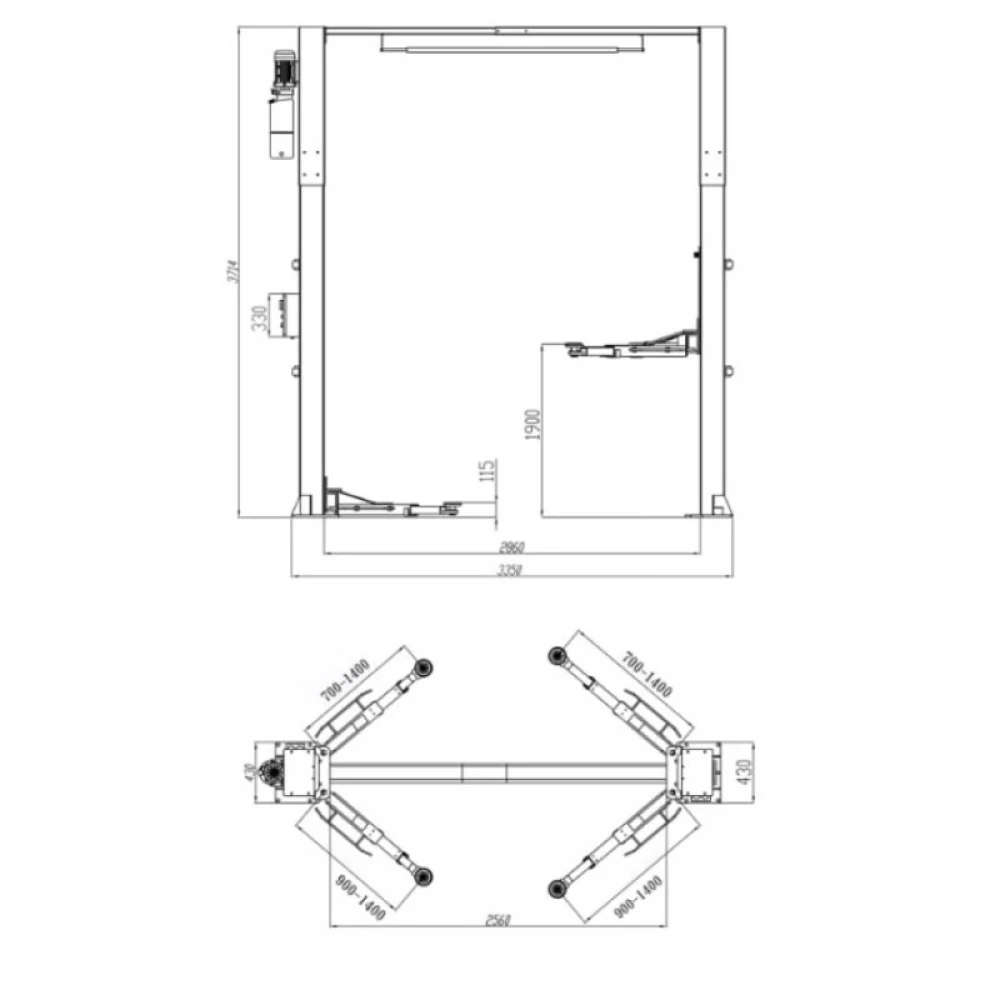 Двуколонен хидравличен подемник, 4 тона, 2.2 kW - QJY4.0-D6B