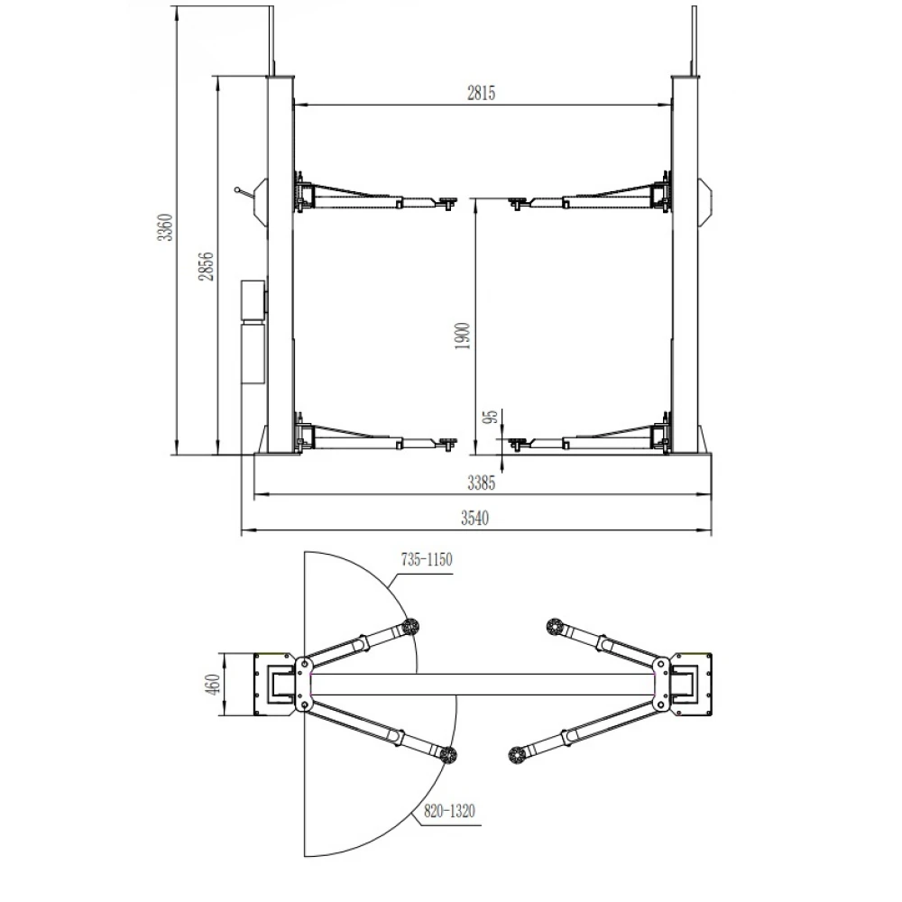 Двуколонен полуавтоматичен подемник 400V, 4 тона - KON-EL240M