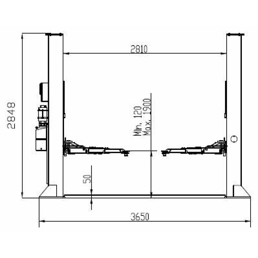 Двустълбов хидравличен подемник, автоматичен, 5000 кг, 400V - INVEL250L
