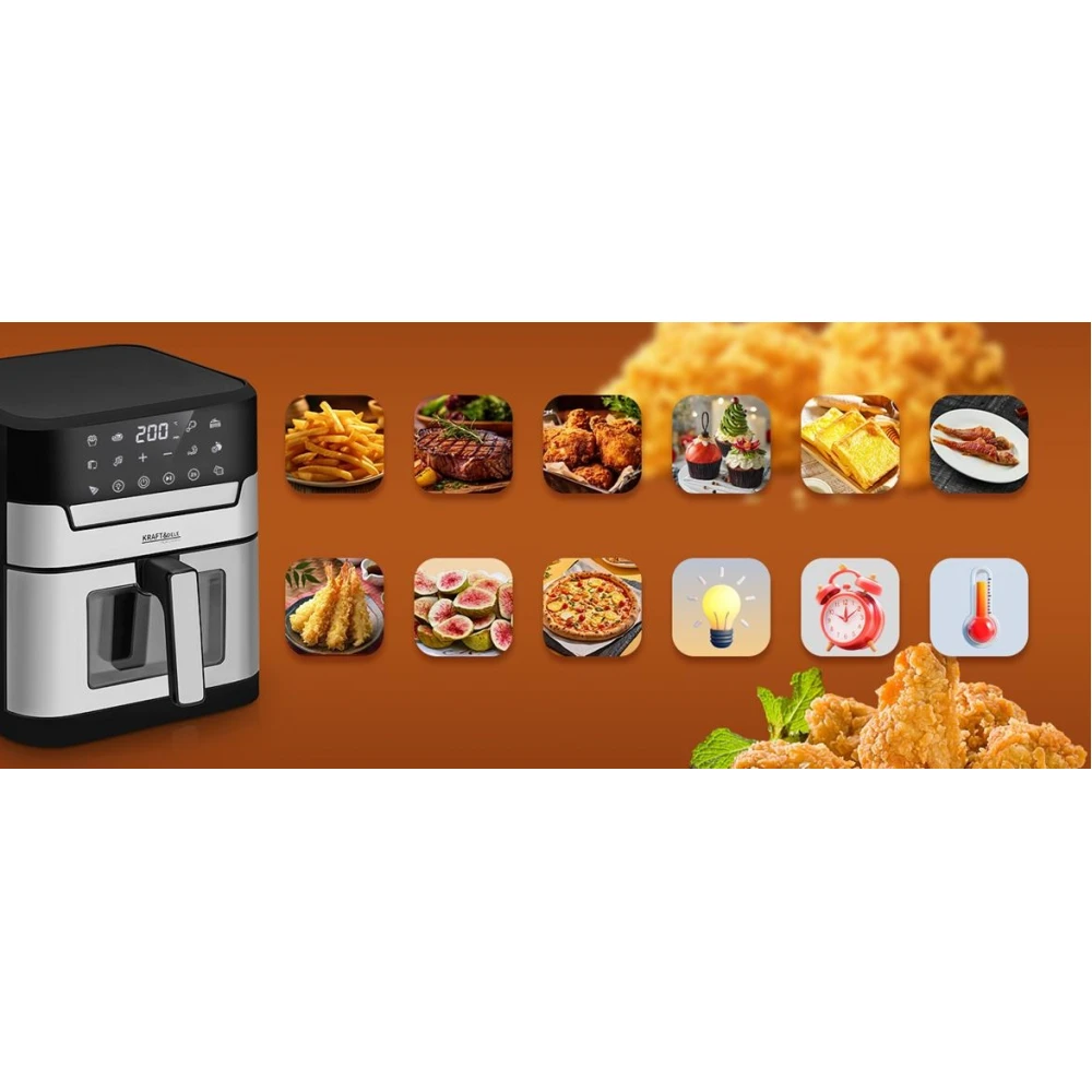 Фритюрник с горещ въздух, без мазнини, 10 програми, 8 литра - KD4109