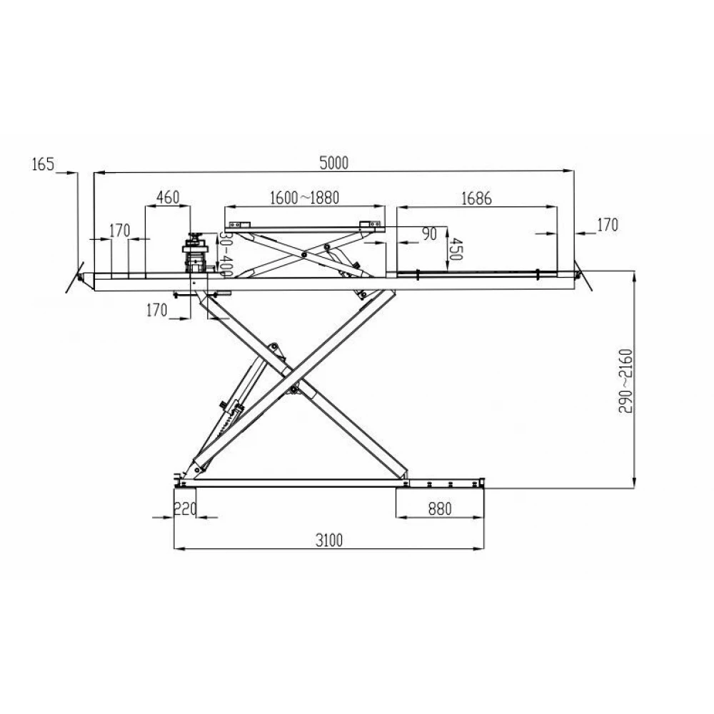 Хидравличен ножичен подемник за диагностика и реглаж 5000 кг. - INVSL550LT