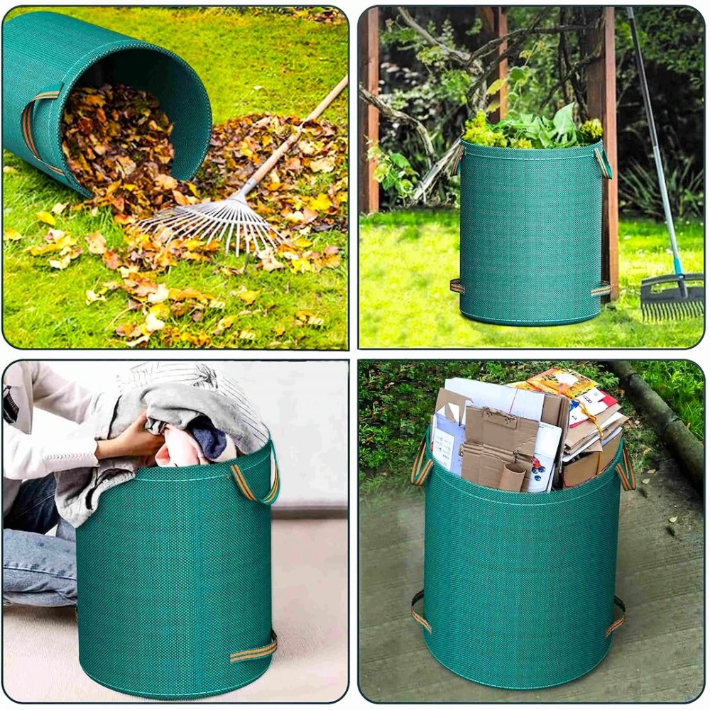 Градински кош, 272 литра, с 4 дръжки, зелен - G73285