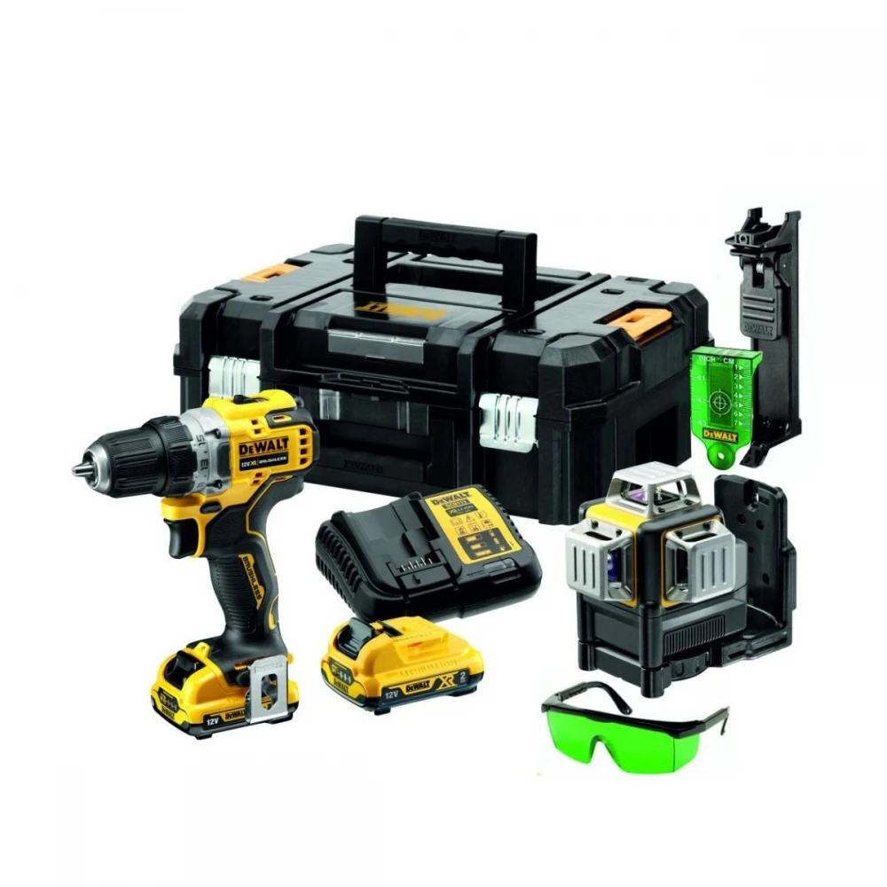 Комплект акумулаторни машини 12 V, DeWalt DCK212D2T; DCD701; DCE089