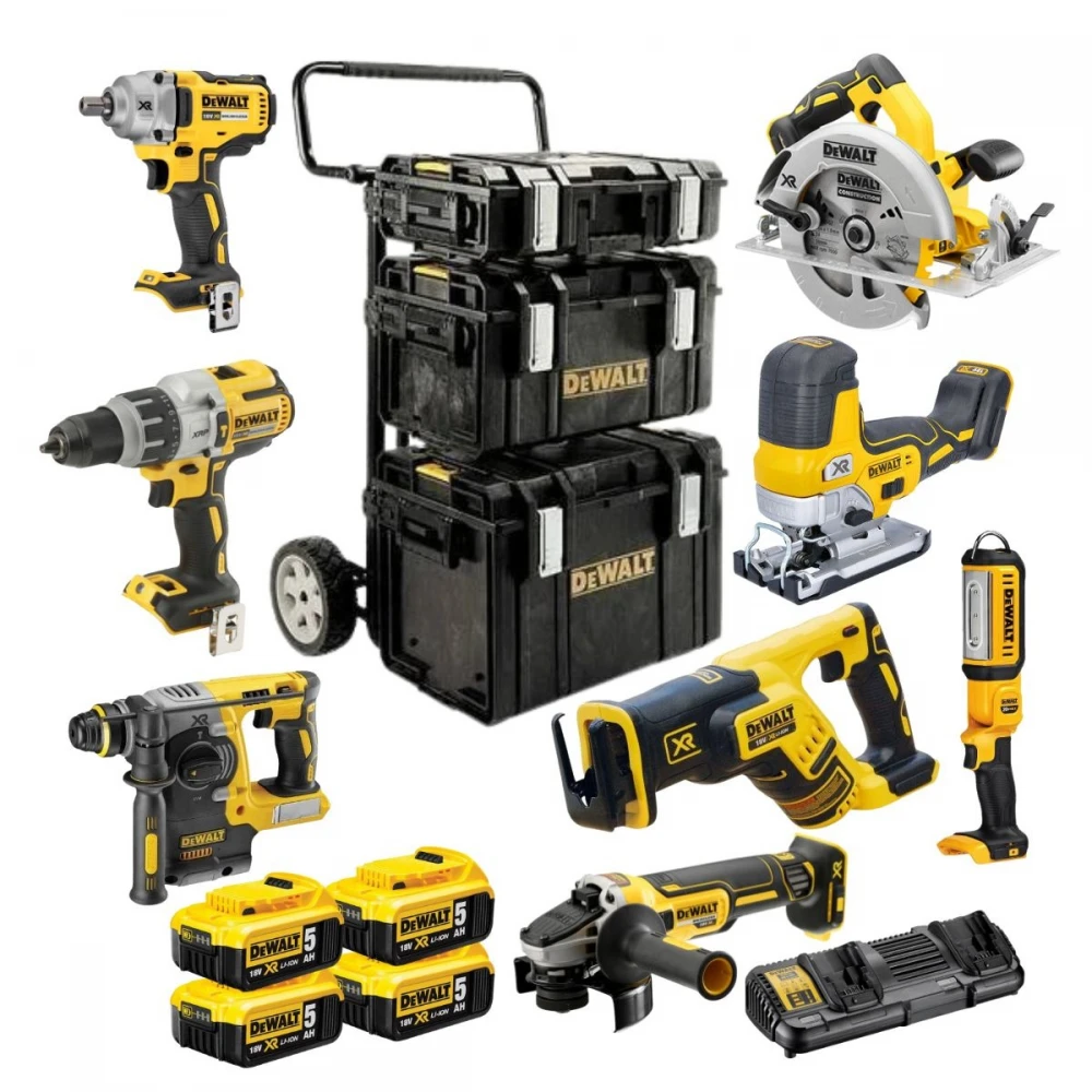 Комплект акумулаторни машини 18V- 8 машини SET, DeWalt DCK856P4