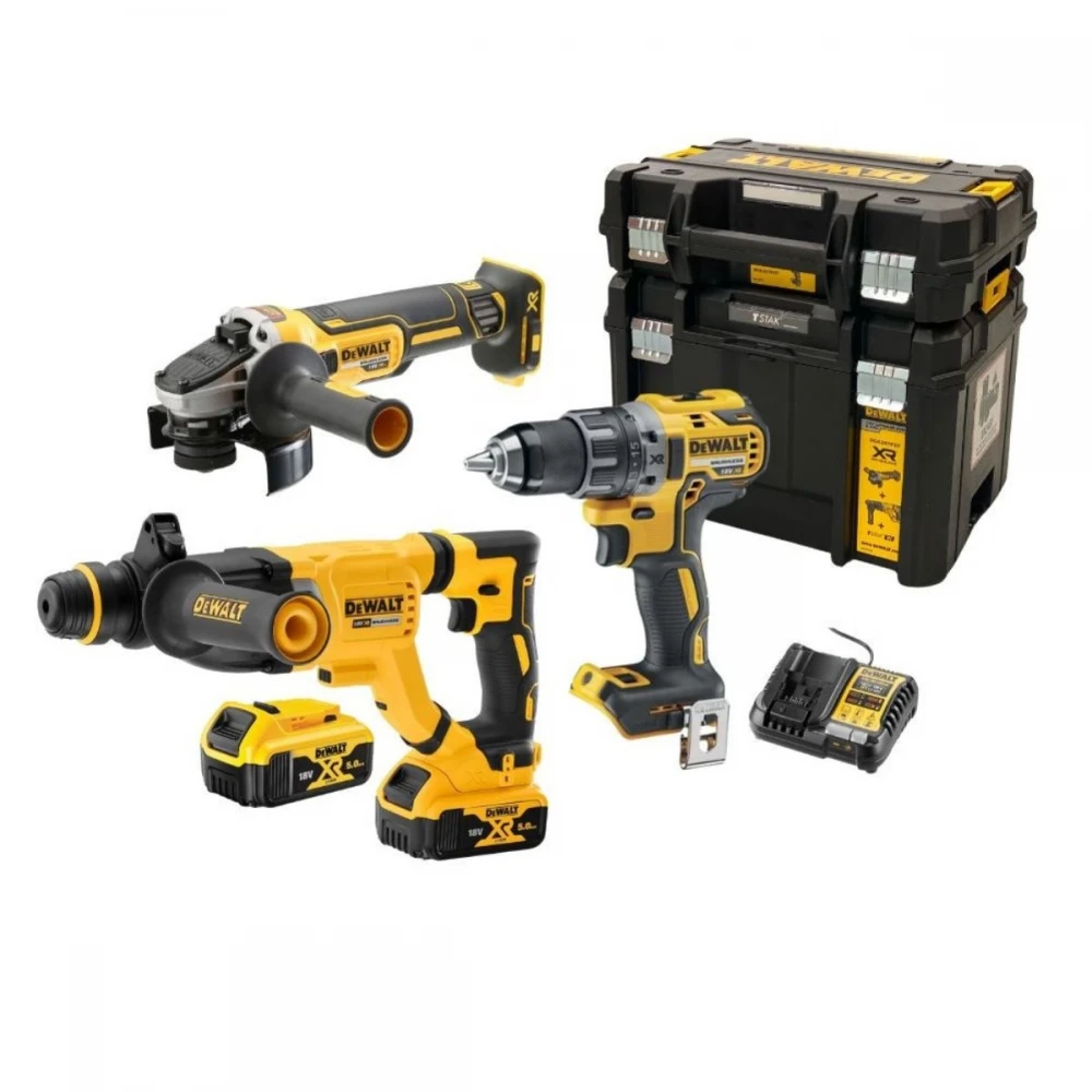 Комплект акумулаторни машини 18V, DeWalt DCK327P2T; DCG405; DCD791; DCH263