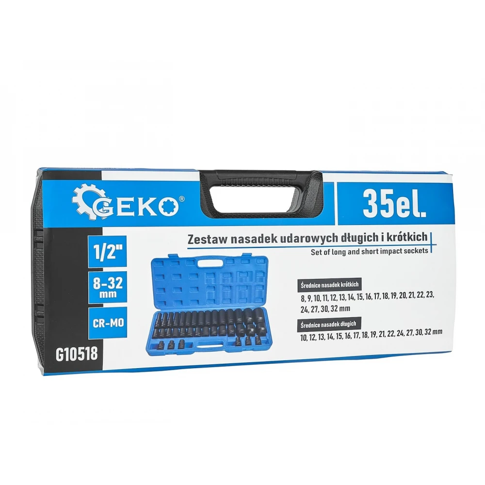 Комплект дълги и къси ударни вложки 1/2", 8-32 мм, 35 броя - G10518