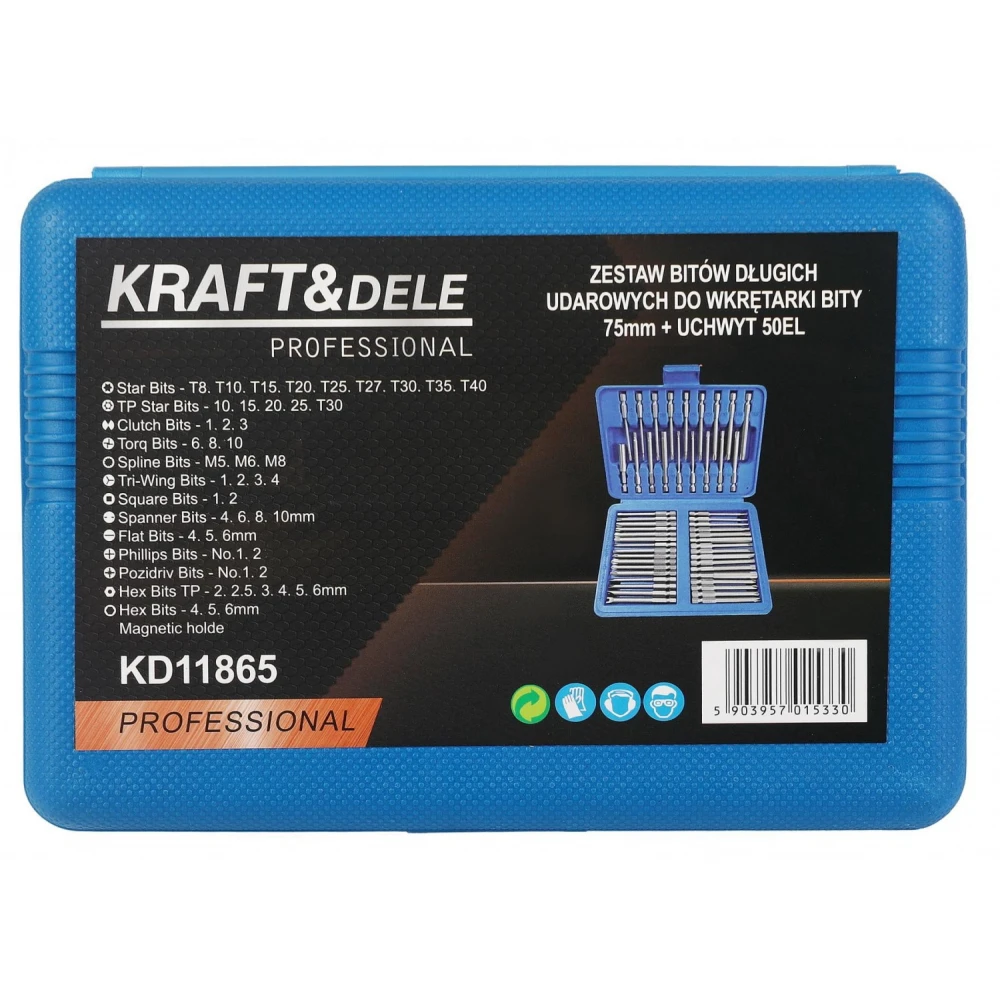 Комплект дълги ударни битове 75 мм, 50 части - KD11865