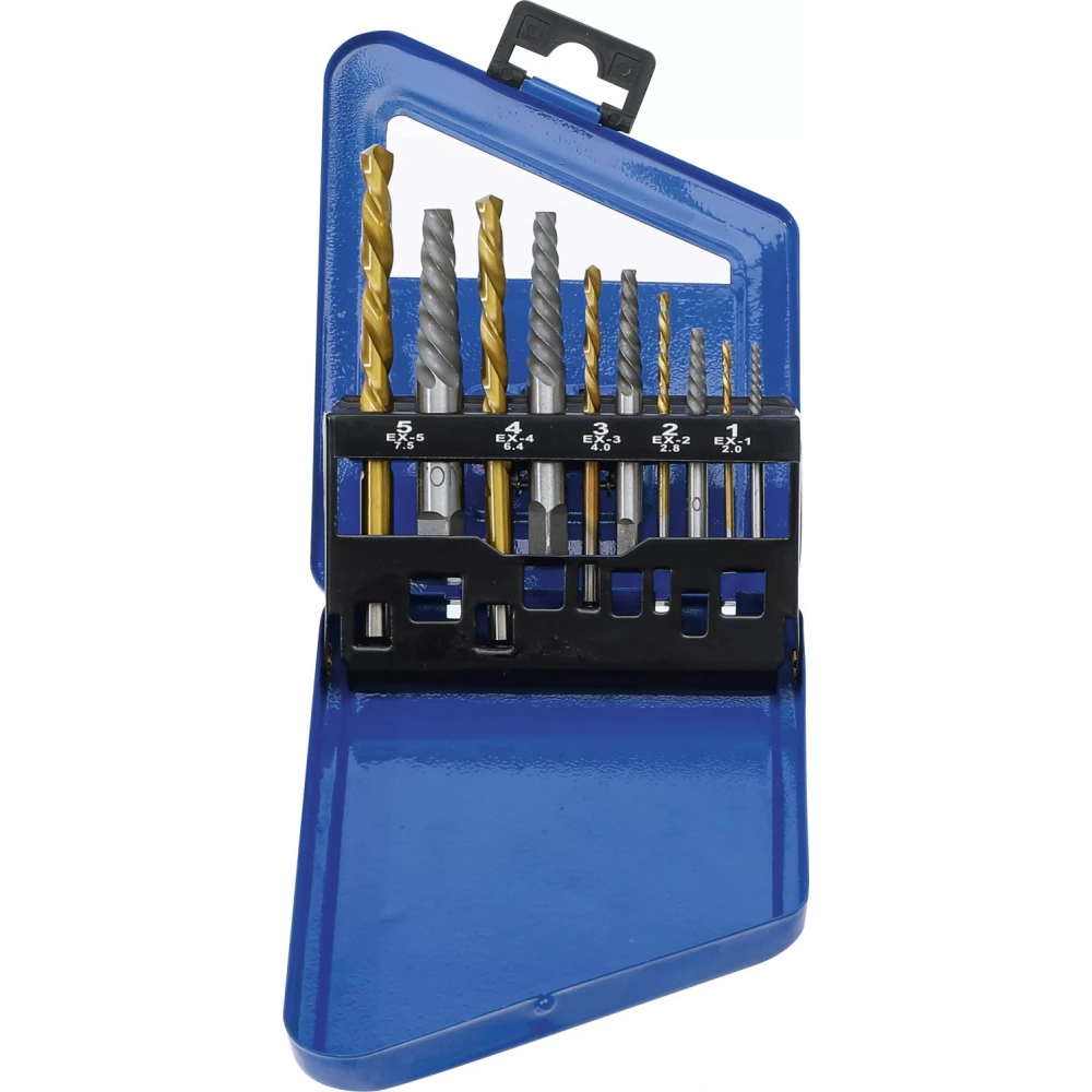 Комплект екстрактор за счупени болтове и шпилки, HSS, 10 бр. - BGS6780