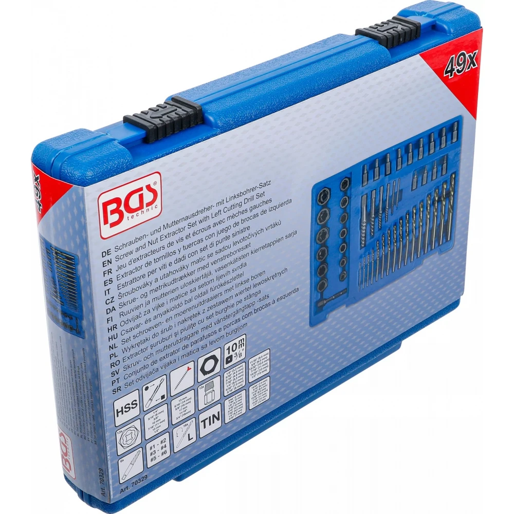 Естрактори за повредени болтове и гайки + свредла - BGS70329