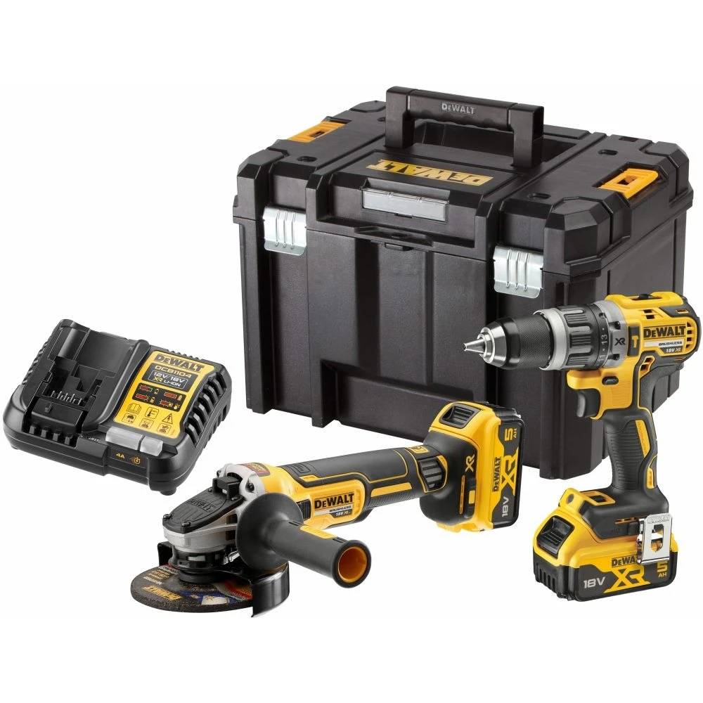 Комплект ъглошлайф и ударен винтоверт, 18V безчеткови, DeWalt DCK2080P2T