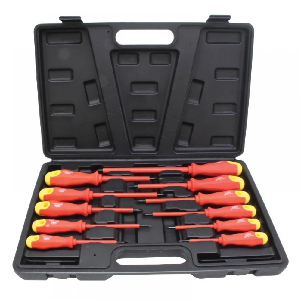 Комплект от 11 изолирани отвертки, прави и кръстати - S-SE12P