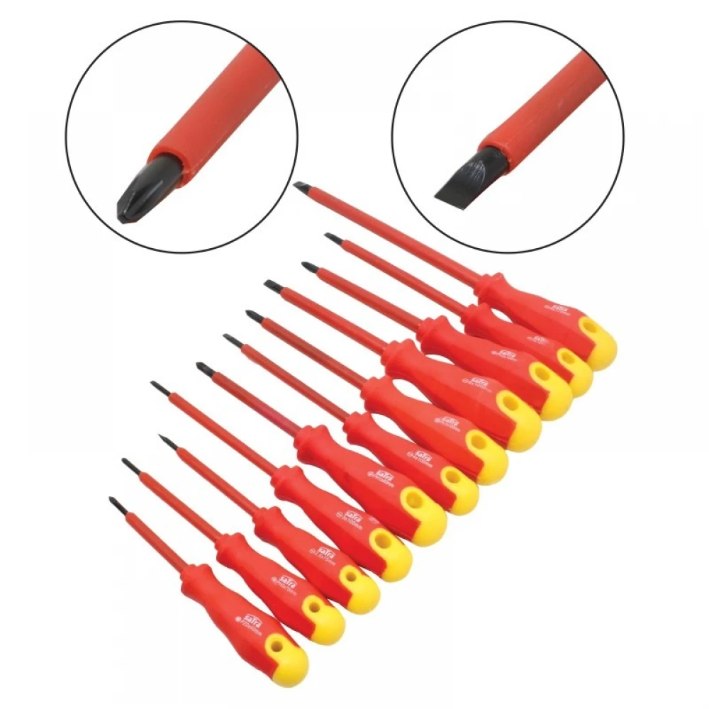 Комплект от 11 изолирани отвертки, прави и кръстати - S-SE12P