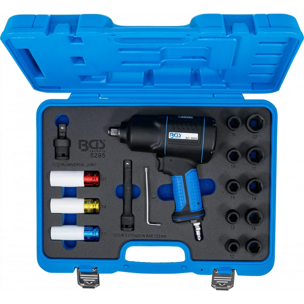 Пневматичен ударен гайковерт и вложки 1/2", 1200Nm, 16 части - BGS5295