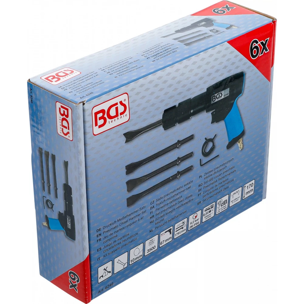 Комплект пневматичен ударен чук с 4 броя длета - BGS6240