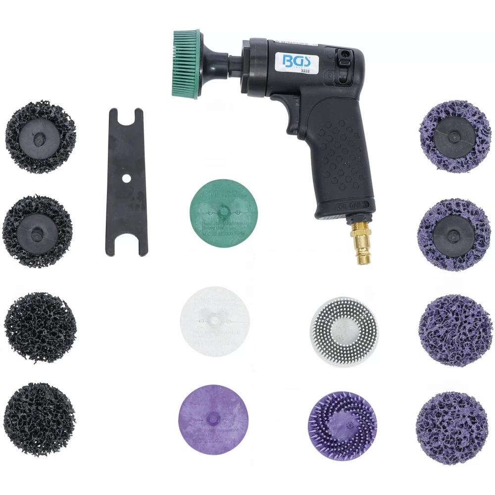 Комплект пневматична шлайфмашина с четки 17 части - BGS3328