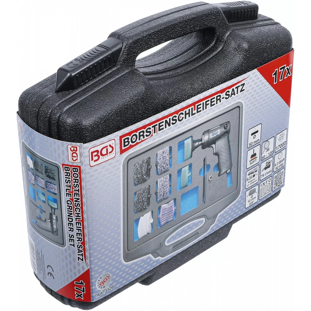 Комплект пневматична шлайфмашина с четки 17 части - BGS3328