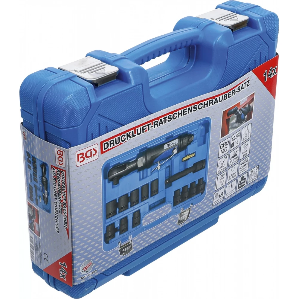 Комплект пневматични тресчотки, 1/2", 102 Nm, 14 части - BGS70192