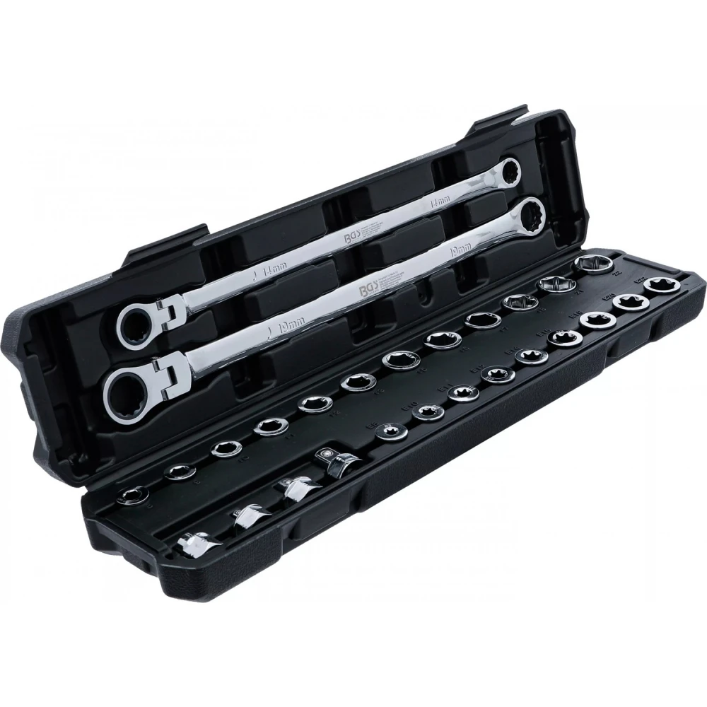 Комплект тресчотъчни ключове със сменяеми глави 27 части - BGS74274