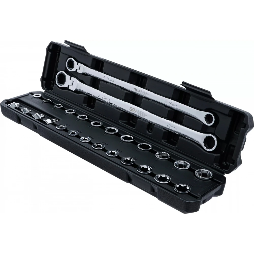 Комплект тресчотъчни ключове със сменяеми глави 27 части - BGS74274