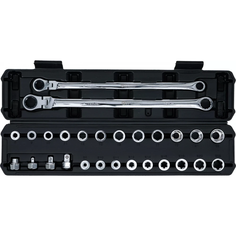 Комплект тресчотъчни ключове със сменяеми глави 27 части - BGS74274