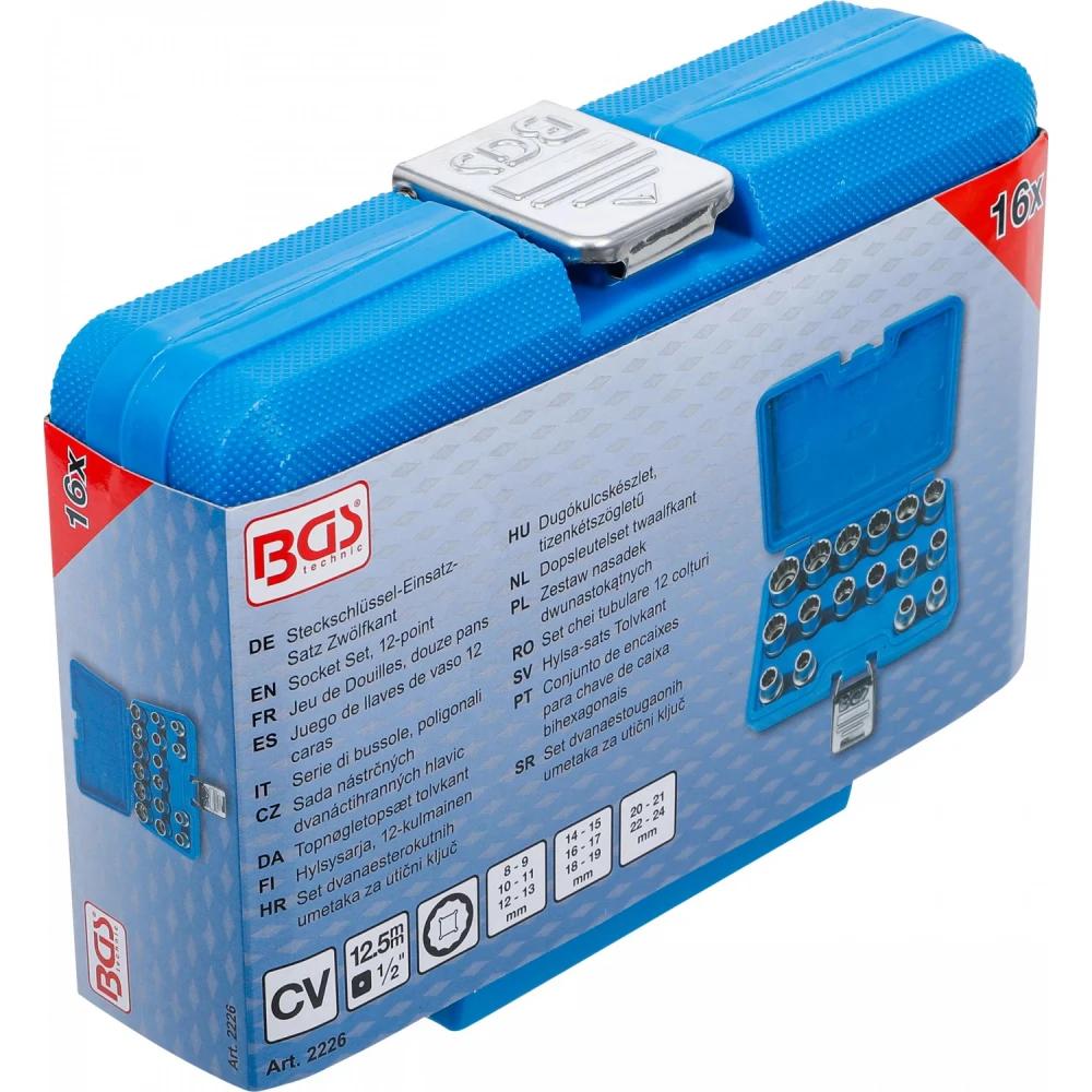 Комплект вложки / камъни 12-стен 1/2", 8 - 24 мм BGS2226