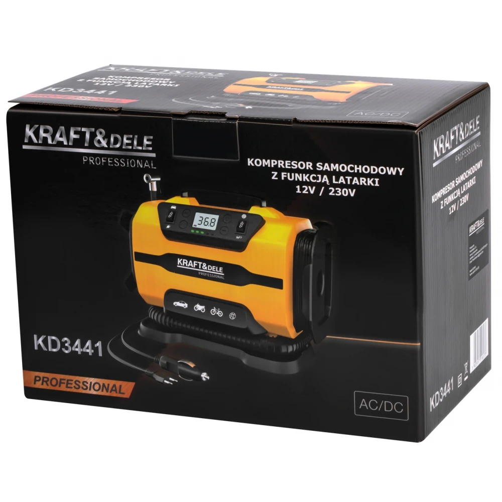 Мини компресор с LED фенер 12/240 V, 140 W - KD3441