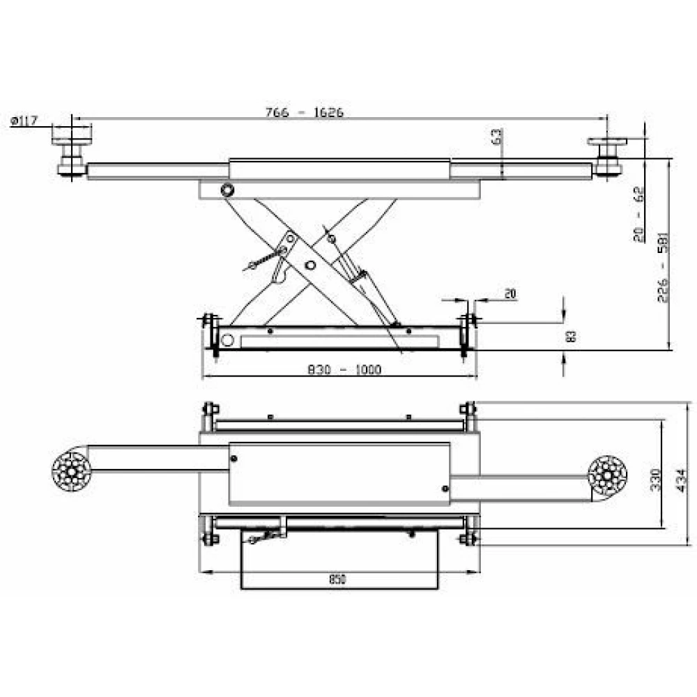 Пневматично-хидравличен осов повдигач за ножични подемници - INVSLHJ-75B