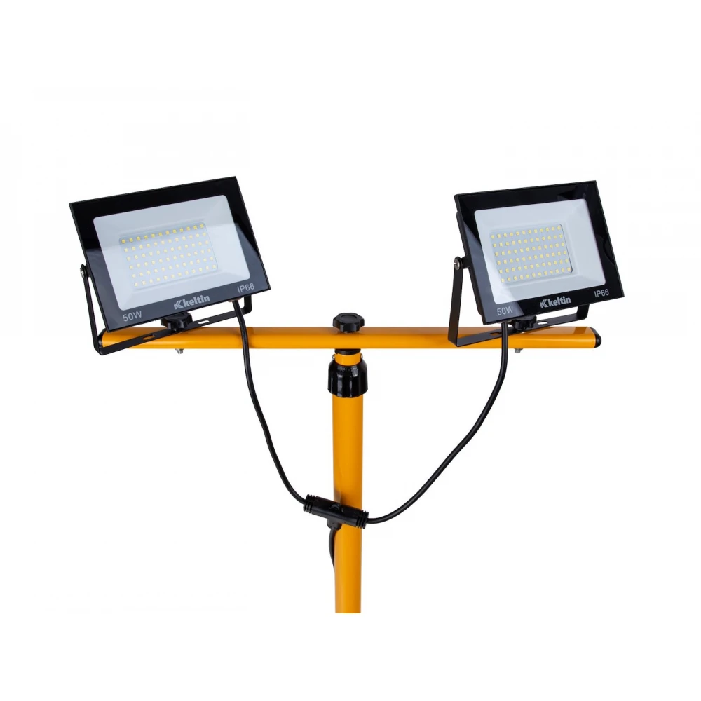 LED прожектор 2x50 W с телескопичен статив, неутрално бяло 4500K - K02054