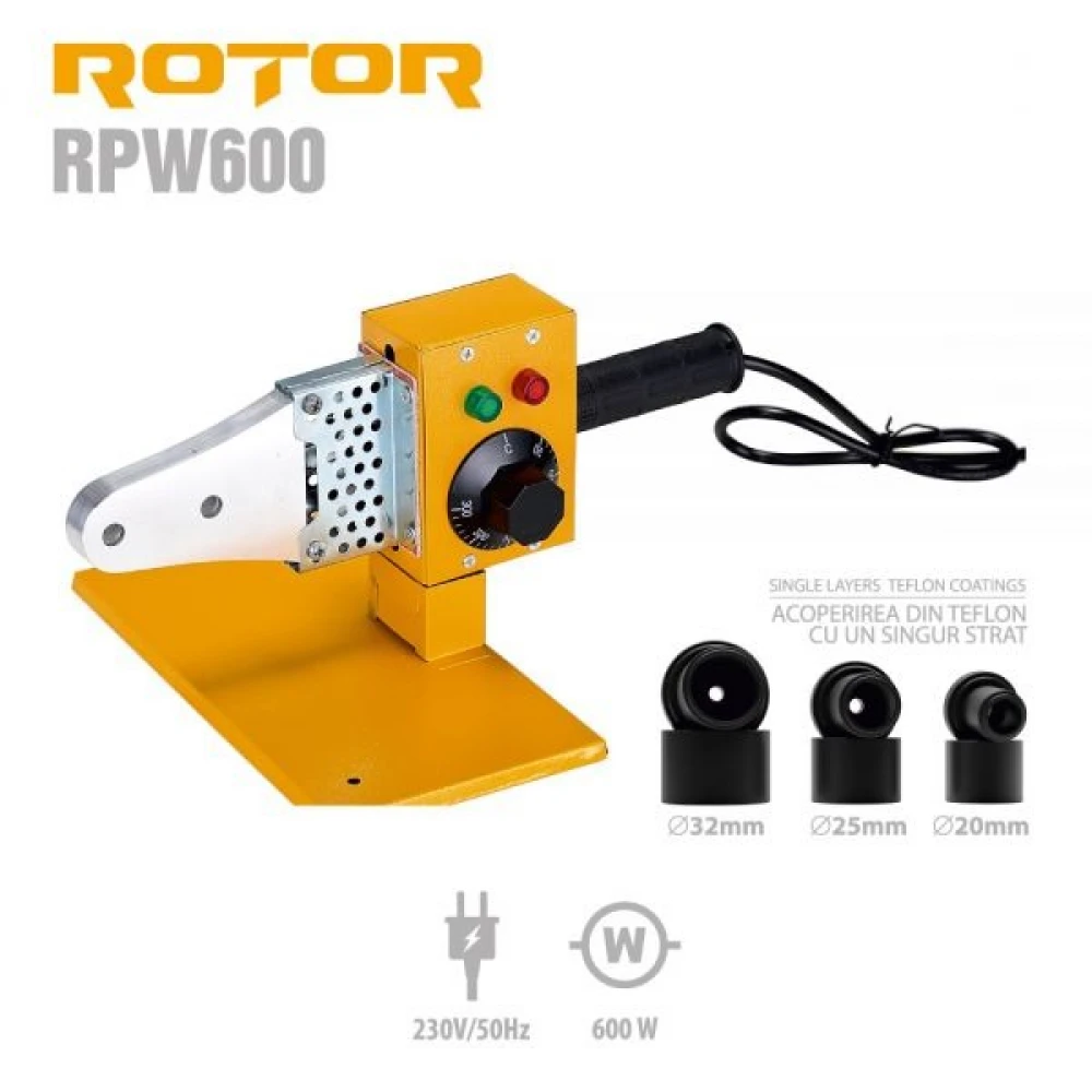 машина за запояване на PP тръби, 600 W, 20/25/32 - RPW600