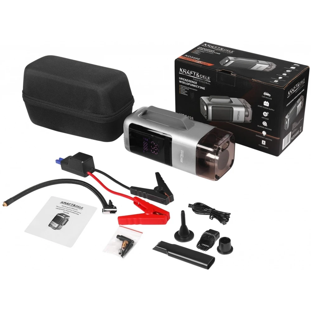 Мултифункционално стартерно устройство с LED фенер, 10000 mAh - KD5498