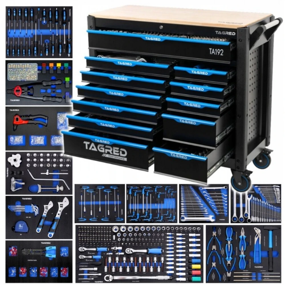 Оборудвана количка с инструменти 12 чекмеджета 713 части - TA192