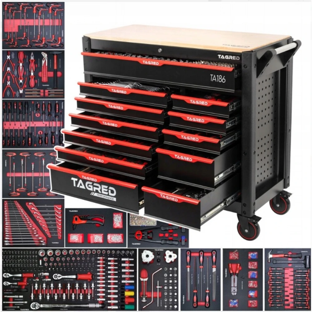 Оборудвана количка с инструменти 12 чекмеджета 691 части - TA186